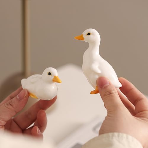 Estatuilla decorativa de cerámica en forma de pato, set de 2 miniatura 2