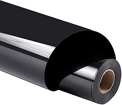 Image of guangyintong Heat Transfer Vinyl Black HTV Rolls, 12 inch x 5ft Black Iron on Vinyl for T Shirts, Glossy Surface HTV Vinyl for All Cutter Machine Easy to Cut & Weed for Heat Vinyl DIY Design