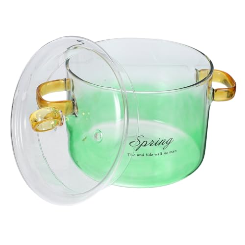 Ciieeo Casserole Verre Transparent à Double Pot de Cuisson Chaleur Verre Borosilicaté de Couvercle pour Pâtes Soupe Compatible Électriques Micro Ondes