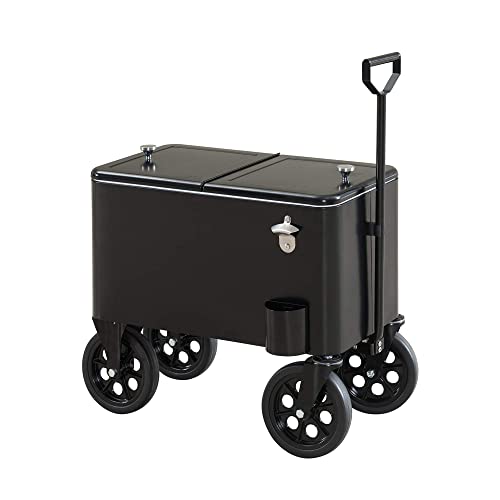Sunjoy A601006600 Audrey 60 Quart Cooler Cart, Black