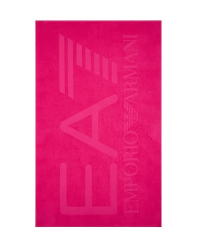 Image of Emporio Armani EA7 Cotton Beach Towel with Maxi Tone-on-Tone Logo, 7X000678 (Cabaret Fuchsia)