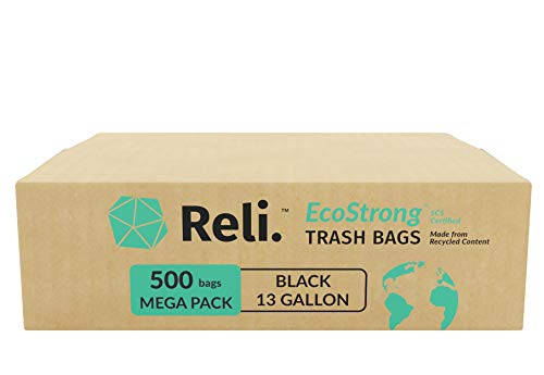 Image of Reli. EcoStrong 13 Gallon Trash Bags | 500 Count Bulk | Black