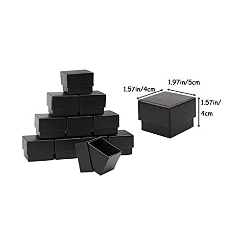 Sdootjewelry Ring Box, 1.97 X 1.97 X 1.57” Kraft Earring Ring Boxes, 50 Pack Square Cardboard Jewelry Gift Boxes Black Small Earring Ring Gift Box With Foam Insert For Wedding Propose Jewelry Packing #TOP1