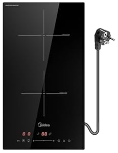 MIDEA Induktionskochfeld mit 2 Kochzonen Kochfelder Einbau Keramikkochfeld, Verdrahtung, Berührungssteuerung, Automatische Abschaltung, Kindersicherung