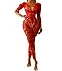 Buitifo Damen Fischernetz Bodystocking Sexy Catsuit Nachtwäsche Spitze Reizwäsche Strümpfe Mesh Outfits(rot dzj,Einheitsgröße)