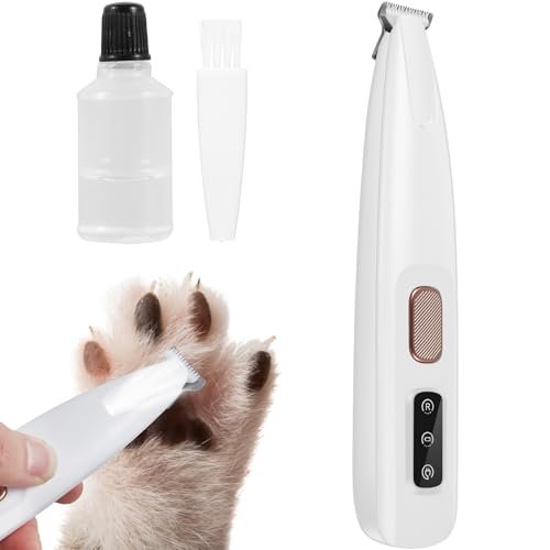 SHASUXTING Dog Paw Trimmer with LED Light Fully Waterproof Pet Hair Trimmer with LED Display Dog Clippers for Grooming 18mm Widen Blade 35dB Low Noise 500mAh Rechargeable Cordless Pet Clippers for Dog