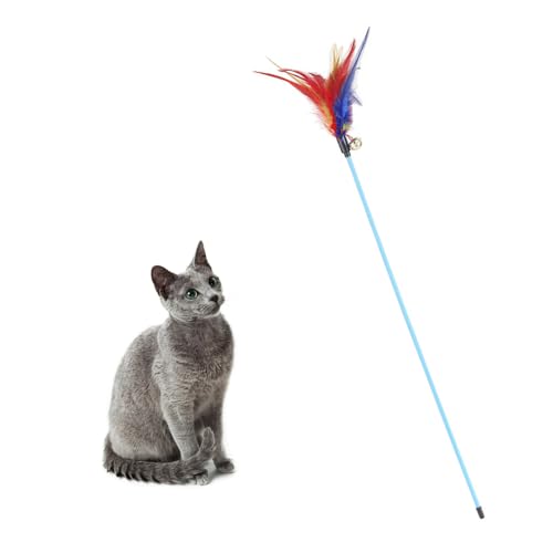 NeoStyle Cat Teaser Interactive Cat Toys to Promote Bonding Interactive Cat Toys with Feathers and Bells to Attract Cats Attention Interactive Cat Toys for Indoor Cats (colorful bell)