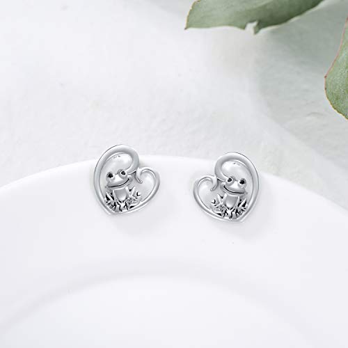 Popkimi Sterling Silver Frog Earrings Heart Shape Frog Stud Earrings For Women Girls Birthday Jewelry Gifts (Frog) #TOP3