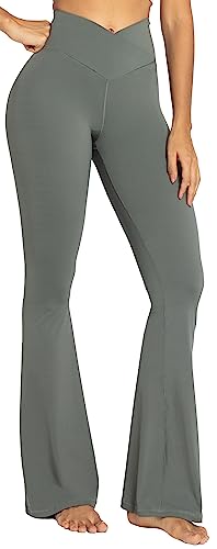 Image of Sunzel Flare Leggings, Crossover Yoga Pants with Tummy Control, High-Waisted and Wide Leg
