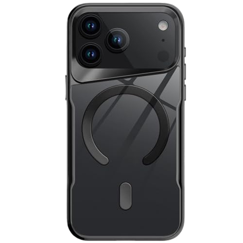 Coque iPhone 17 Pro magnétique noire avec dos transparent et antichoc