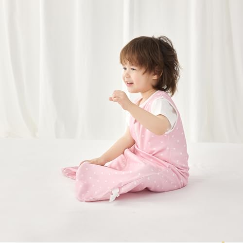Image of 2 Pack 1 TOG Baby Sleep Sack, 100% Cotton Soft Spring & Autumn Lightweight Sleep Sack for 0-6 Months, Bloom & Pink, M