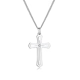 BAMIKI Cross Necklace for Women, Dainty Womens Cross Pendant Necklace, Hypoallergenic Silver Plated