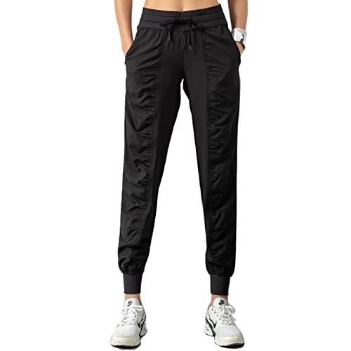 Pantalón Chándal Mujer Pantalones Deportivos Mujer Joggers Plisado Talle Alto con Bolsillos Cordones para Correr Jogger Casual Fitness Cover