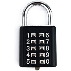Candado De Botones Qrity Candado de Combinación de Botón Pulsador de 10 Dígitos con 5 Números Preestablecidos (Incambiables) Bloqueo de Llave de Broca de Mecanismo para Niños y Ancianos