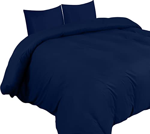 Image of Utopia Bedding Bed Linen 155 x 220 cm - Microfibre Duvet Cover 155 x 220 cm + 2 Pillowcases 80 x 80 cm - Navy Blue