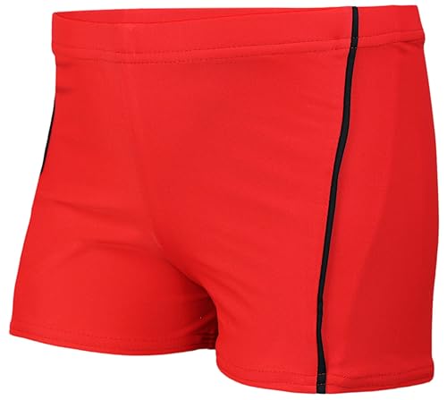 Aquarti Badehose mit Motiv – Schwimmhose Jungen Enganliegend, Badehosen für Jungen Schnell Trocknend, Farbe: 022 Rot/Schwarz, Größe: 128