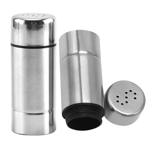 2 saleiros e pimenteiros, Pimenta em aço inoxidável conjunto de agitadores de pimenta, pequeno Pepper Shakers, Chef doseador de sal, garrafa de vidro de especiarias, conjunto de pimenta recarregável,