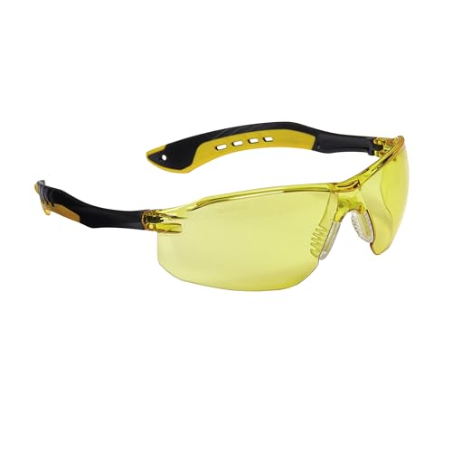 3M Flat Temple Eyewear Anti-Scratch Black/Yellow Amber Lens 1-Pair