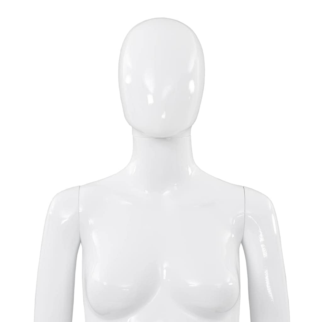 vidaXL Maniquí de Mujer Completo Base de Vidrio Blanco Brillante 175cm