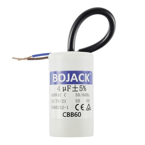 BOJACK CBB60 4uF 450V 50/60HZ Anlaufkondensator, SH Motorbetriebskondensator, AC Motorkondensator, mit Draht