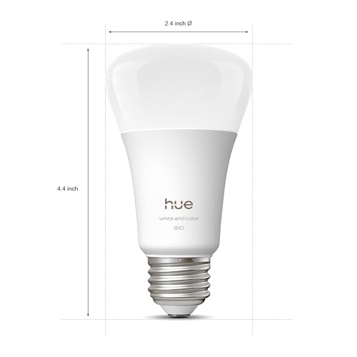 Image of Philips Hue Smart LED A19 Bulb 1-Pack, White & Color Ambiance, E26 Base, 7.2W, Full Spectrum Light 1000K-20000K, 810 Lumens, Dimmable, Works with Alexa, Google, & Apple Home