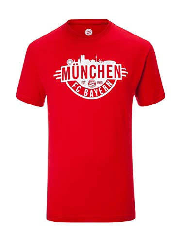 Preisvergleich Produktbild FC Bayern München T-Shirt Skyline rot für Kinder, Rundhalsausschnitt, 164