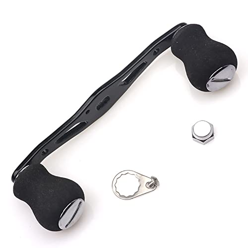 Adoolla Fishing Wheel Handle Replacement Rocker Arm Grip Handle Baitcast Reel Crank Arm Modified Accessories EVA Double Rocker Arm - Black
