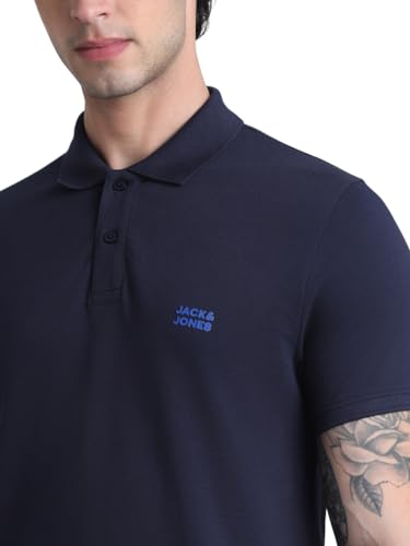 Image of Jack&Jones Men's Cotton Logo Print Slim Fit Polo