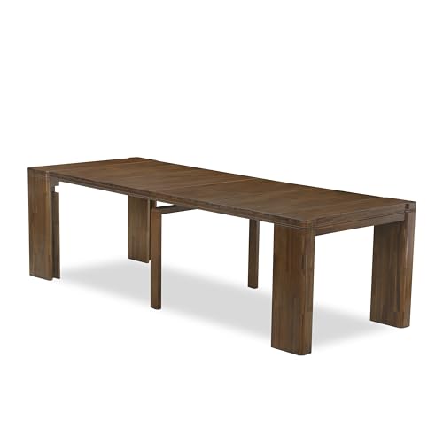 Image of X02X1-208-04 5-Pc Dining Table Set contains an Extendable Rectangle Kitchen Table and 2 Stackable Polyester Dining Chairs and 2 Benches, 39x120 Inch, Antique Walnut