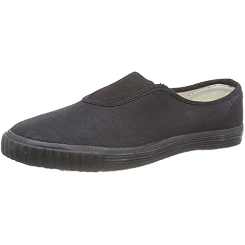 Dek Boys Girls Unisex Black Slip On Canvas Back to School Uniform PE Pumps Sports Trainers Plimsolls (Black, Numeric_4) Cover