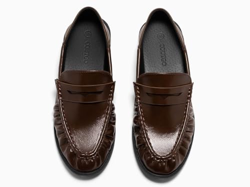 Image of Coutgo Penny Loafers for Women Comfortable Slip on Shoes Collapsible Heel Closed Toe Dressy Casual Work Flats