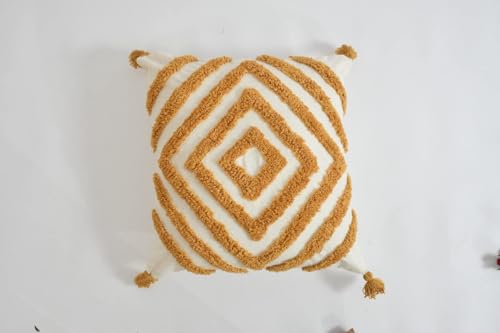 Image of Furnistitchs Premium Decorative Throw Cushion Pillow Cover Boho Home Decor - Living Room Bedroom Couch Sofa Cushion Covers 16 inch x 16 inch (2, Orange Diamonds)