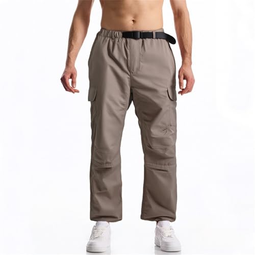 Vhersily Pantalones de hombre convertibles con cremallera extraíbles para actividades de trekking Diseño impermeable y múltiples bolsillos Tejido técnico transpirable para senderismo Pantalones, verde