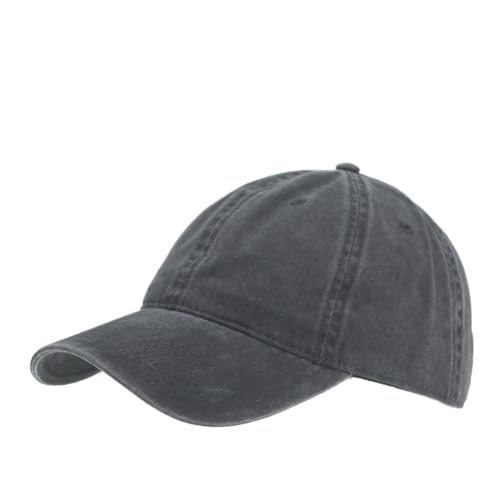 Vintage Washed Dyed Cotton Twill Low Profile Adjustable Baseball Cap (Charcoal Gray N)