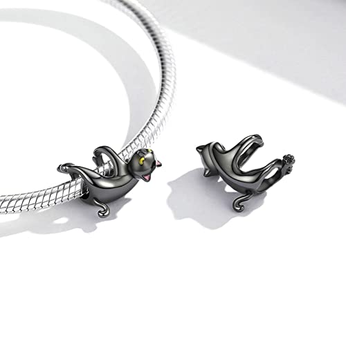 Perle en Argent Sterling 925 pendentif chat pour colliers bracelets