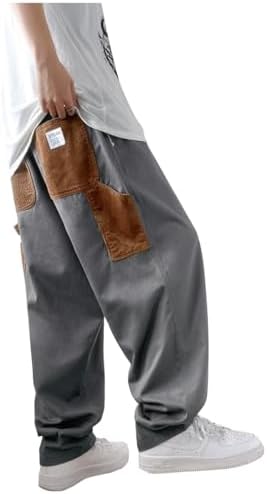 （01:00時点） [SHOREKEEPER] ズボン メンズ ゆったり ロングパンツ ワイドパンツ カーゴパンツ 綿 ウエストゴム 調整紐 人気 快適 大きいサイズ オールシーズン スラックス (JP, アルファベット, 2XL, グレー)