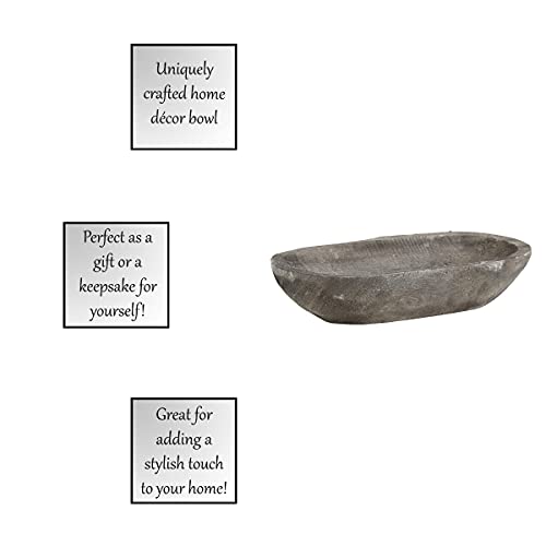 Image of Santa Barbara Design Studio Table Sugar Hand Carved Paulownia Wood Dough Bowl, Small, Charcoal
