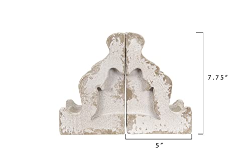 Creative Co-Op Distressed White Corbel Shaped Bookends (Set Of 2 Pieces) #TOP6