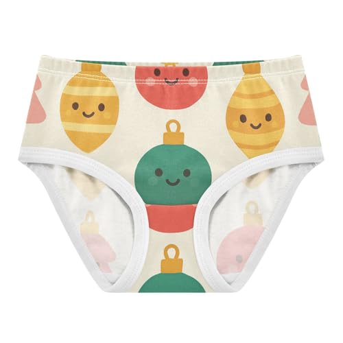 Breathable Girls' Panties Comfort Color for Kids Christmas Ornaments Pattern in Sizes 2T,3T, 4T, 5T, 6Y and 8Y