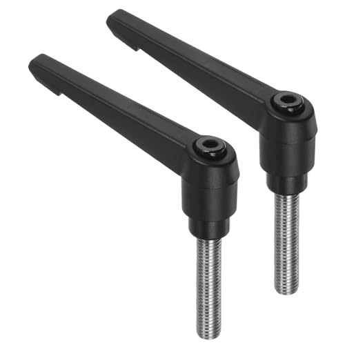 Image of uxcell 2pcs Clamping Lever Handles, M10 x 40mm 304 Stainless Steel Threaded Male Stud, Adjustable Handles Locking Quick Release Ratchet Push Button Bolt Knobs, Black