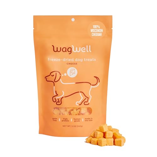 WagWell Freeze Dried Dog Treats Cheese Flavor | Training Treats Food Topper Healthy Snack for Dogs | Human Grade Grain Free High Protein | All Natural Made in USA | 5 oz Bag 1 Pack