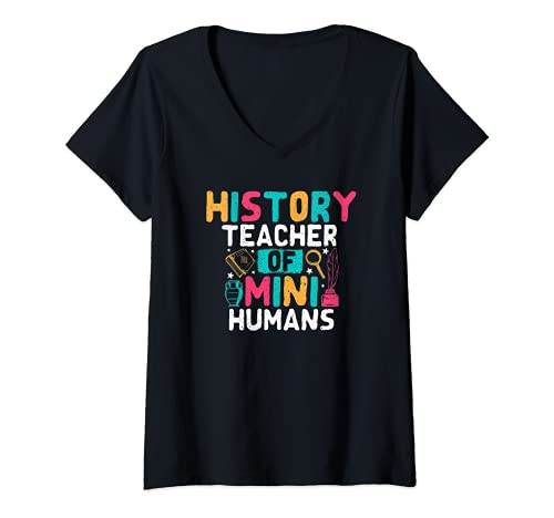 Mujer Profesor de Historia Volver a la Escuela Historiador Camiseta Cuello V