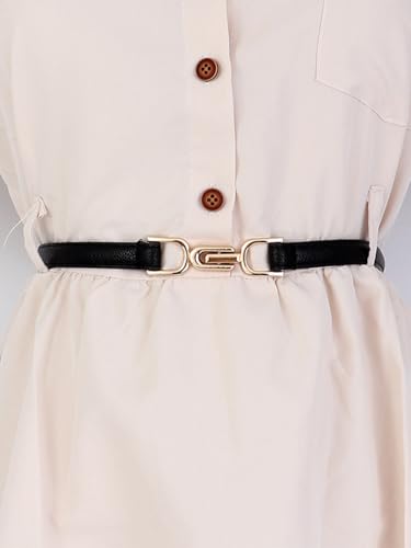 1Pcs PU Leather Waist Belt, Skinny Belt with Alloy Buckles for Skirt Dresses Jeans Coats, 933x20.5x3.5mm3