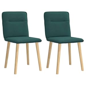 Dining Chairs Set of 2 Dark Green Fabric Upholstered Modern Kitchen Chairs with Soft Polyester Seat and Backrest for Dining Room Living Room Home Decor