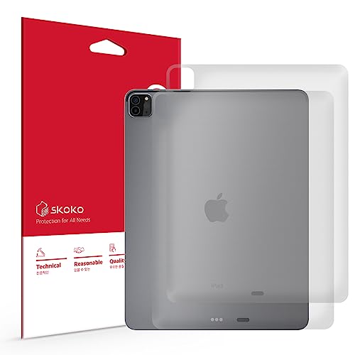 skoko [2 Pack Transparent Matte Back Protector Compatible with iPad Pro 12.9 6th 5th 4th Gen 2022 2021 2020, Easy to Attach Version, Seems likes to Screen Protector Cover, Ultra Thin Case-Friendly