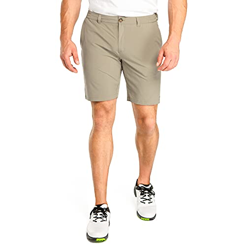 33,000Ft Men'S Golf Shorts 9 Inch Dry Fit Stretch Golf Short Upf 50+ Lightweight Flat Front Golf Shorts With Pockets Taupe cover