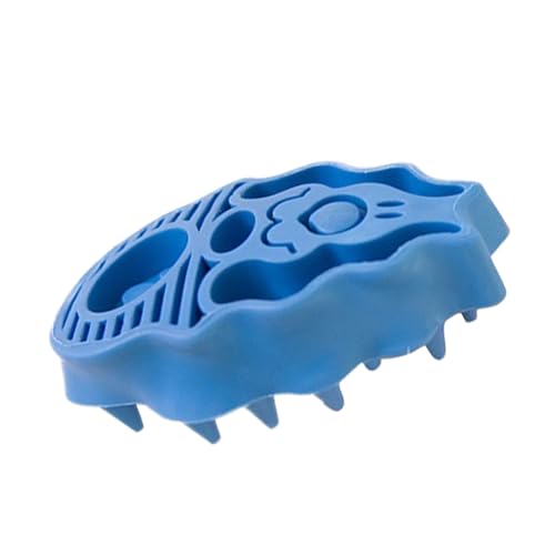 Dog Bath Brush Shampoo Massage Silicone Comb Pet Grooming Detangling Removing Loose Undercoat Shed Fur (Blue)