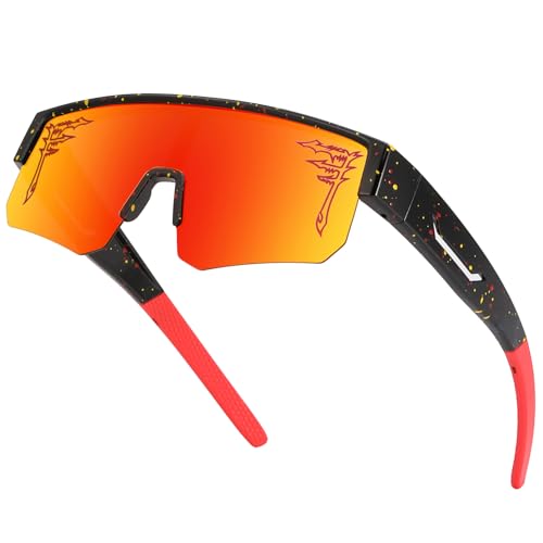 Image of FIXEROS Polarized Fit Over Glasses Sunglasses for Men Women Wrap Around Sports Goggles for Driving Cycling Fishing