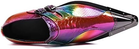 Santimon Mens Rainbow Dress Loafers Buckle Comfortable Metal Cap Toe Church Style Wedding Party Travel Shoes for Men Multicoloured 9.5 US | Image 3