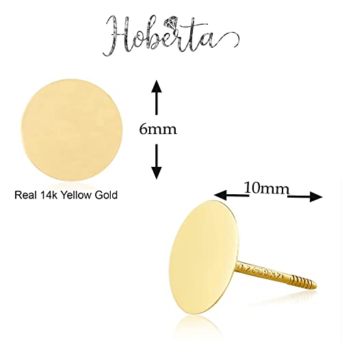 Hoberta Real 14k solid Yellow Gold Stud Earrings with Screw back for Women Girls Men for Sensitive ears Small & Minimalist Dot Studs Jewelry for Gifts 5